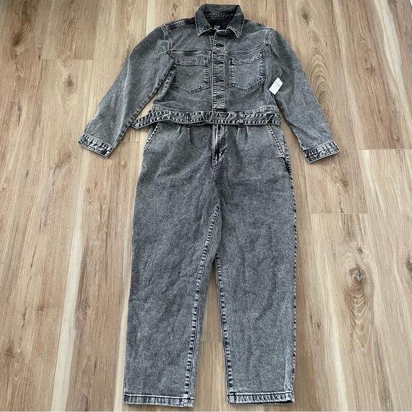 Gap Petite Denim Utility Jumpsuit 8 PETITE - Picture 1 of 12